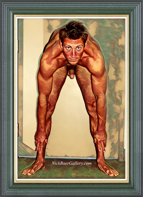 Painted Image of Athletic Male Model Michael Crowe Touch Your Toes by Nick Baer-gay-dvd