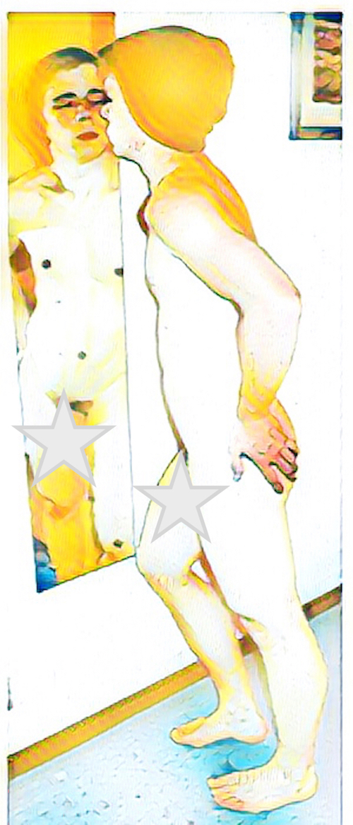 Painted Image of Male Model Simon King In Mirror by Nick Baer-gay-dvd